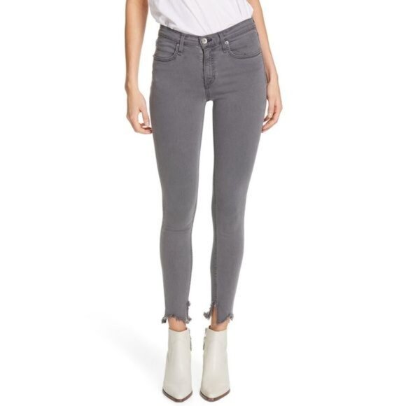 rag & bone Cate Shark Bite Hem Ankle Skinny Jeans Size 24 Alma Gray Mid-rise - Picture 2 of 10